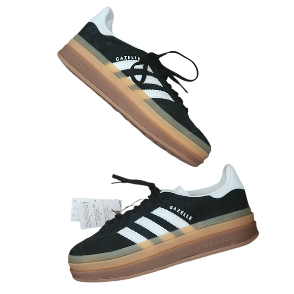 NWT ADIDAS Gazelle Bold Triple Gum Platform Black Suede 8.5 RUNS BIG - Picture 12 of 13